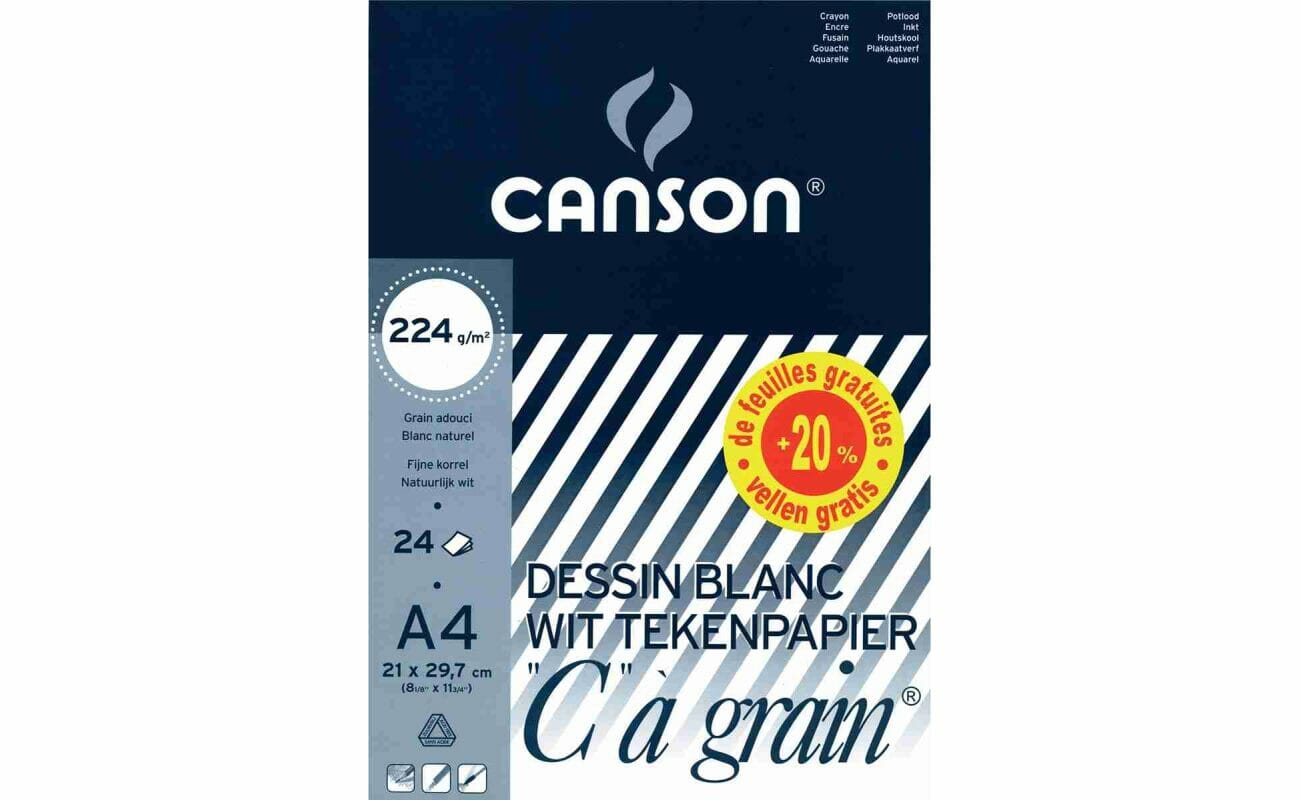 Canson bloc de dessin c à grain® ft a4, papier de 224 g/m²