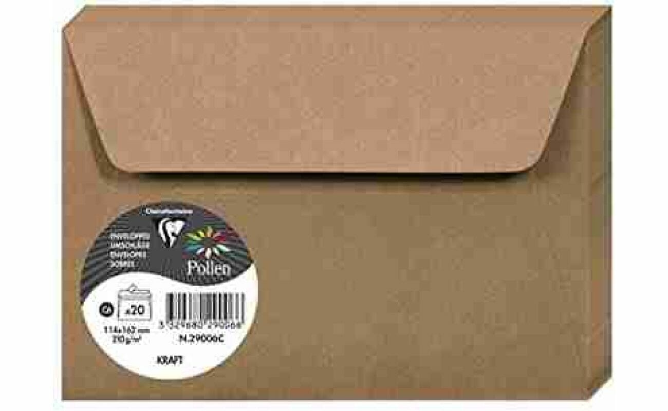 Paquet de 20 enveloppes pollen 114x162mm 120g/m² – kraft