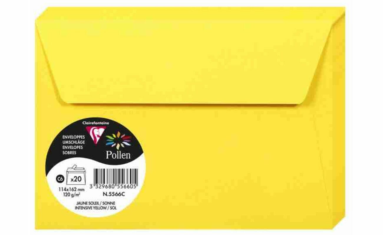 Paquet de 20 enveloppes pollen 114x162mm 120g/m² – jaune soleil
