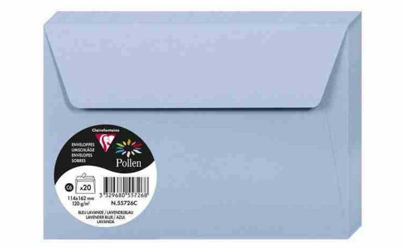 Paquet de 20 enveloppes pollen 114 x162mm 120g/m² – bleu lavande