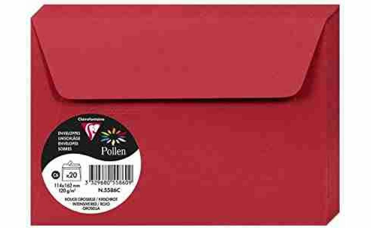 Paquet de 20 enveloppes pollen 114x162mm 120g/m² – rouge cerise