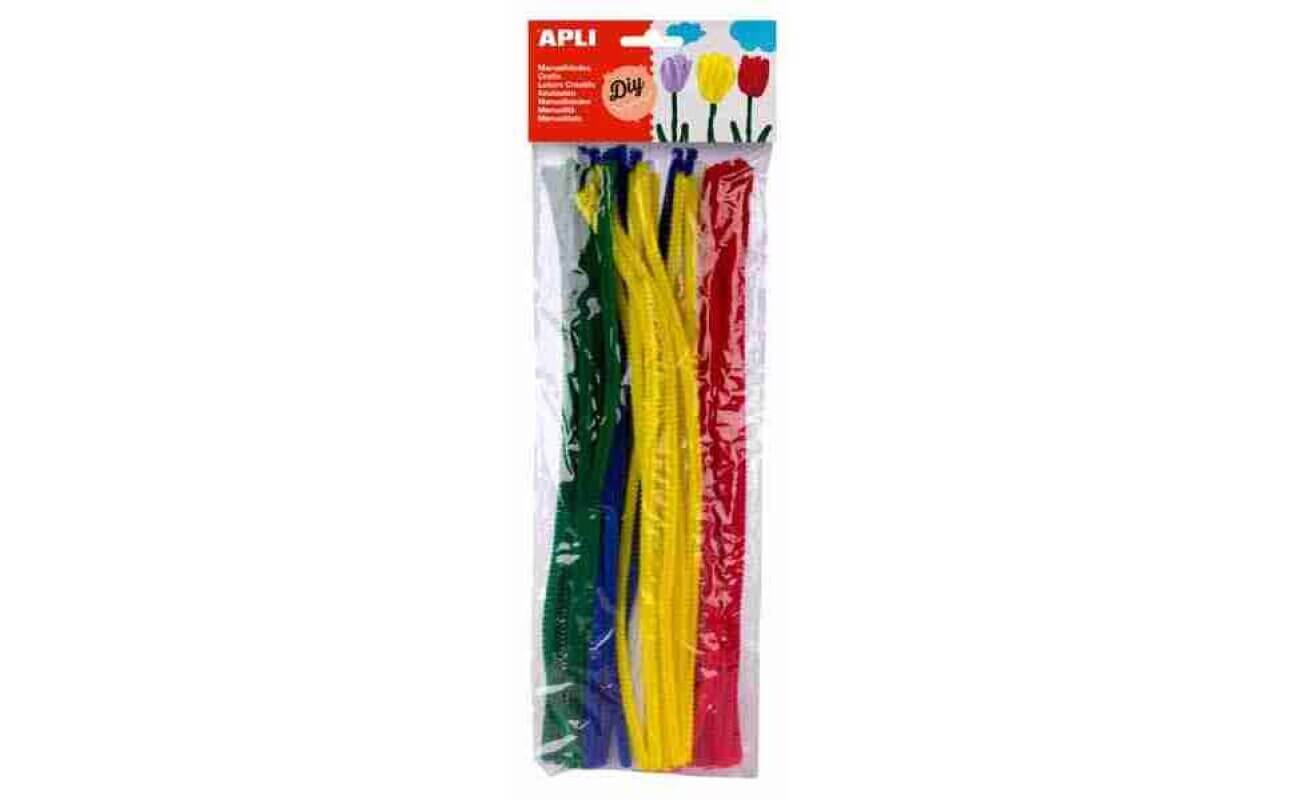 Apli chenilles, blister de 50 pièces, couleurs assorties