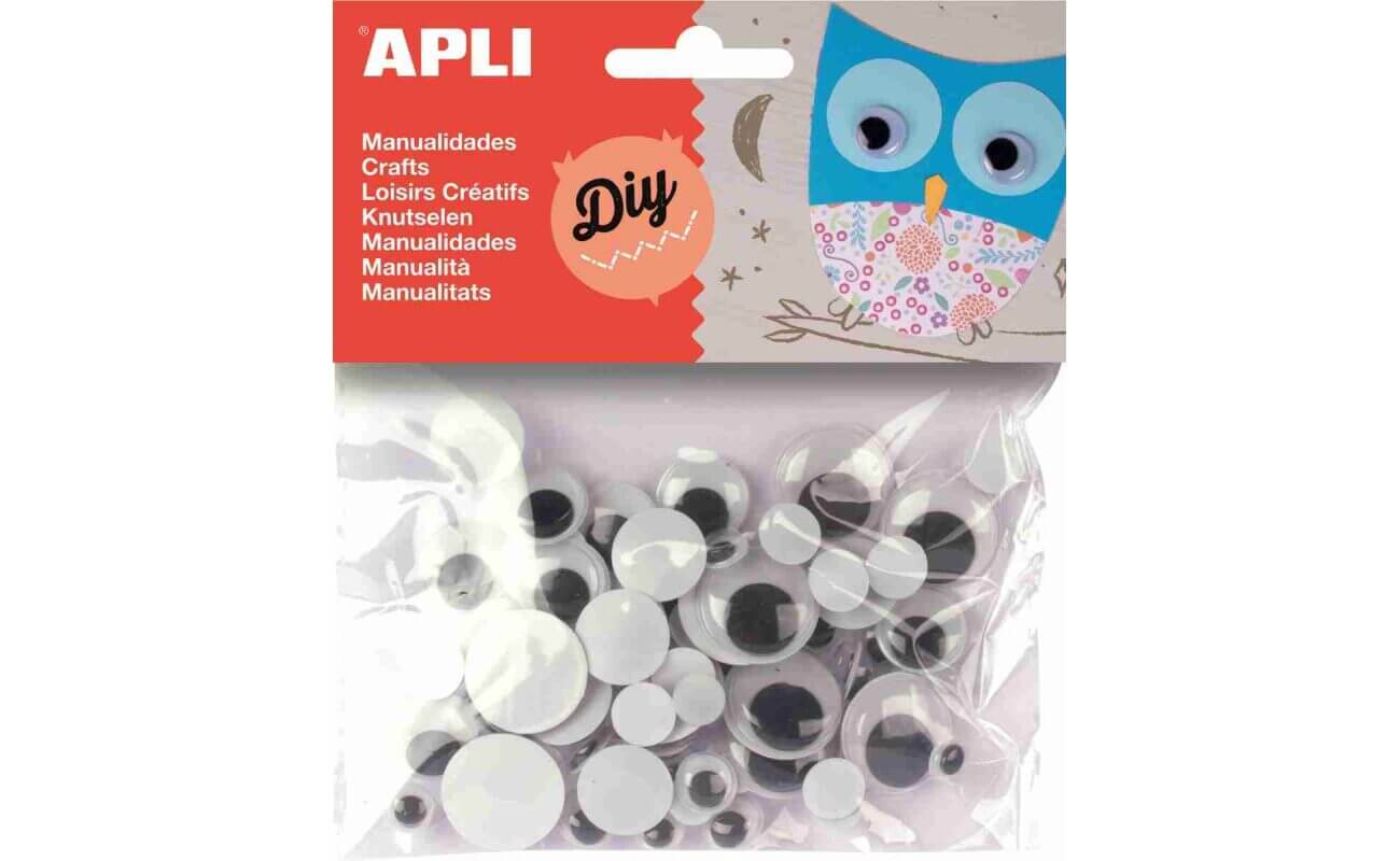 Apli yeux mobiles noirs rond, blister de 75 pièces