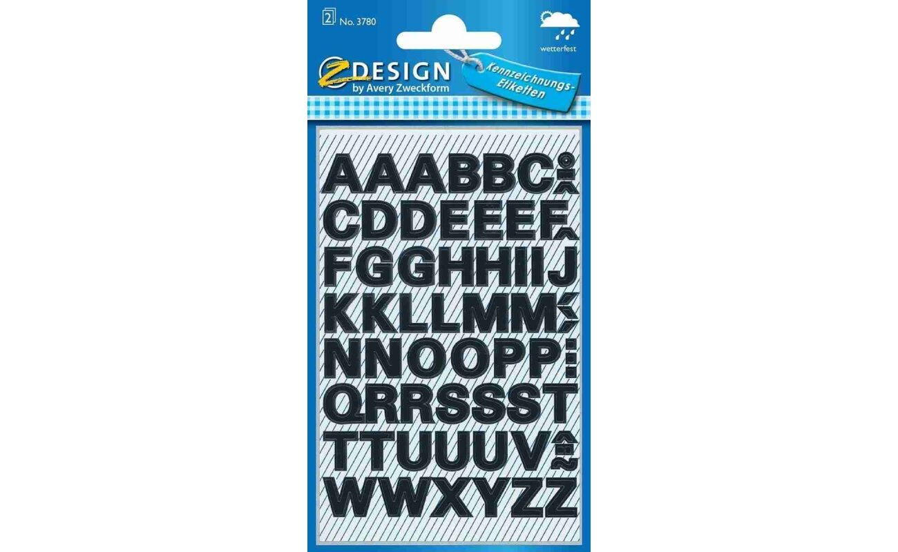Avery etiquettes chiffres et lettres a-z, 2 feuilles, noir, film résistant aux intempéries
