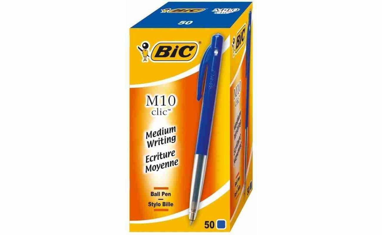 Boite de 50 stylos bille m10 clic – bic – bleu