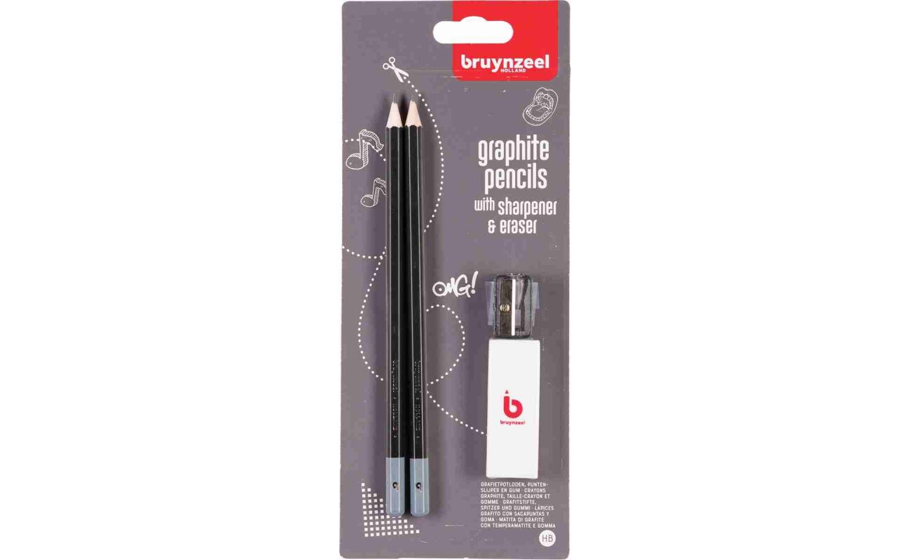 Bzl crayons graphite hb + taille-crayon & gomme