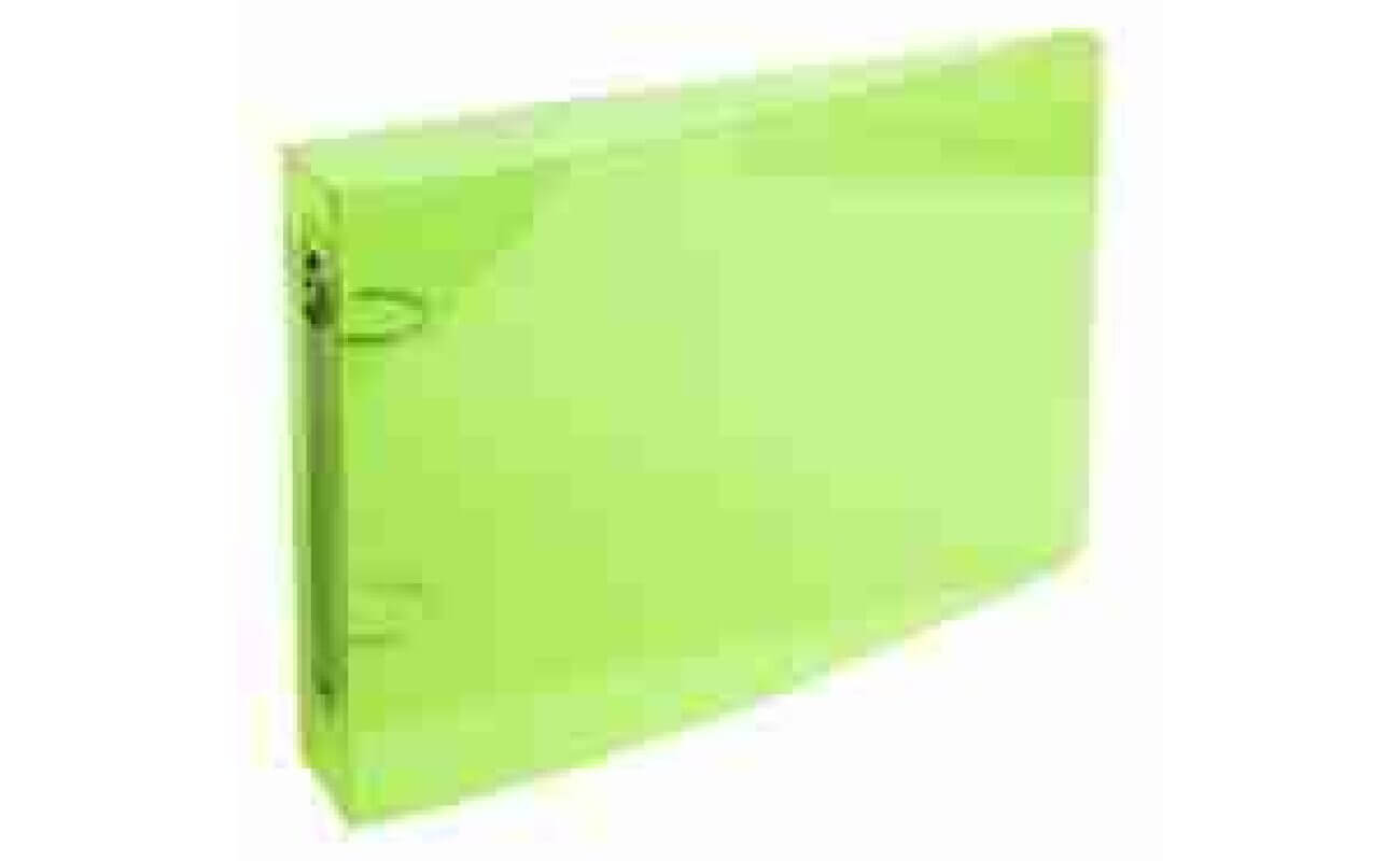 Bristol map 100×150 2 ringen 25mm kristal kleuren polypropyleen - groen