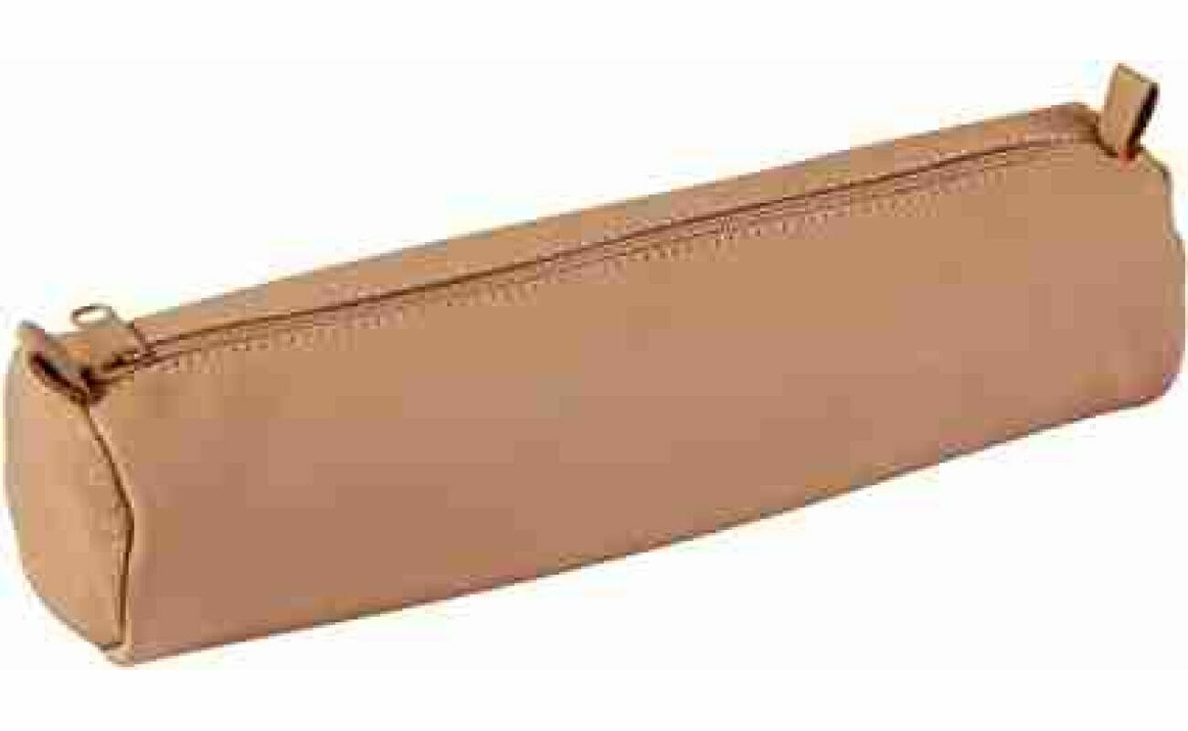 Cuir naturel trousse ronde Ø5,5×22 cm. – naturel