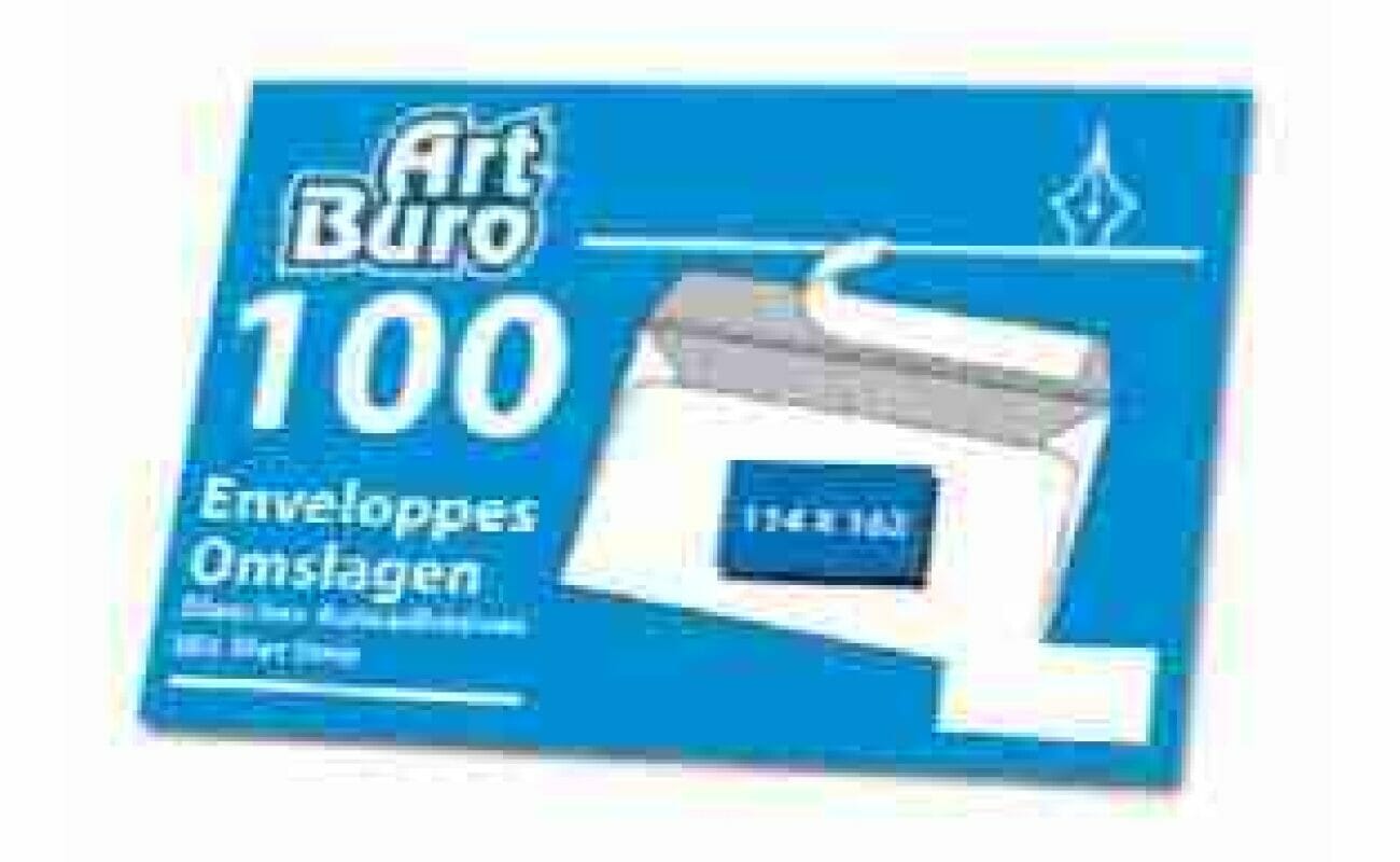 Witte envelop 114x162 mm - 100 stukken zelfklevende strook