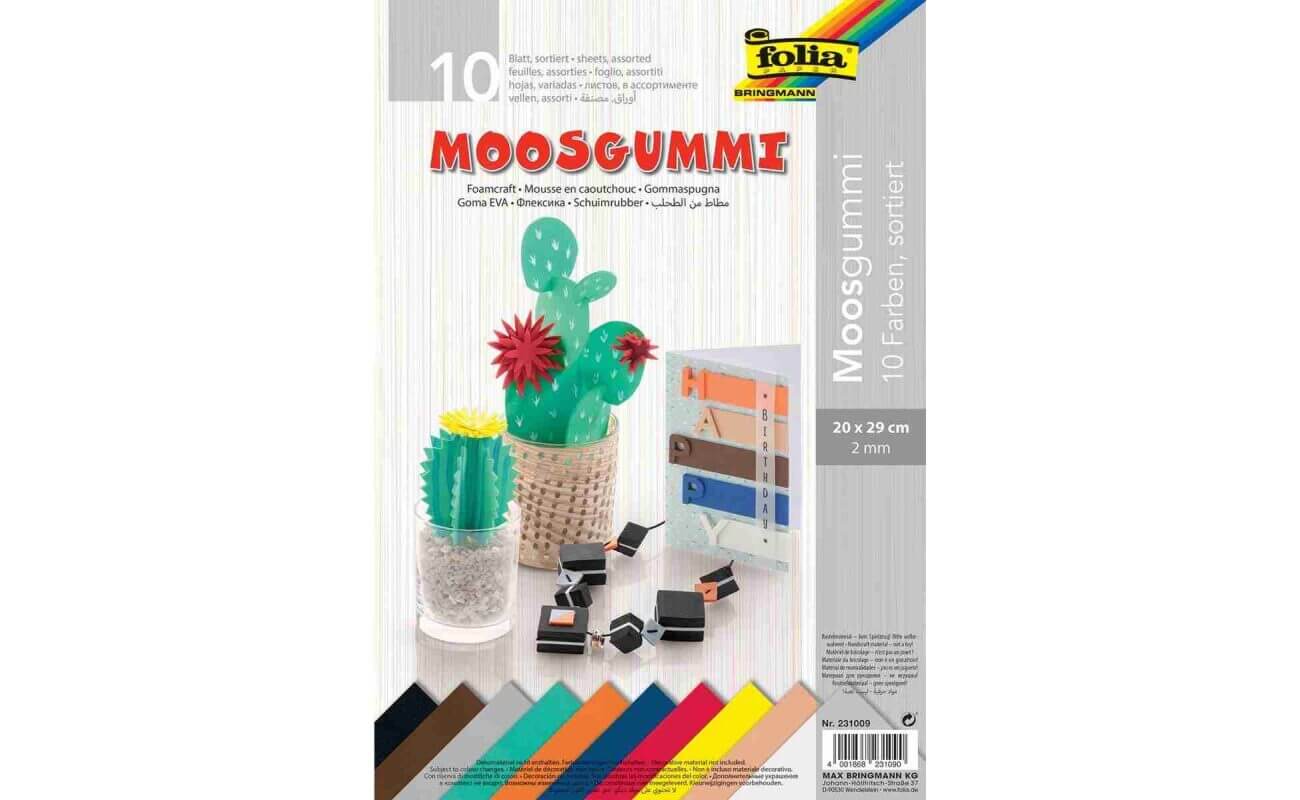 Folia caoutchouc mousse paquet de 10 feuilles en 10 couleurs assorties