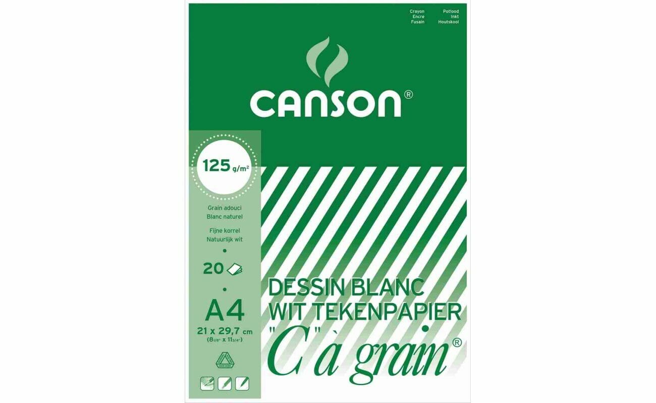 Canson bloc de dessin c à grain 125 g/m², ft 21 x 29,7 cm (a4)