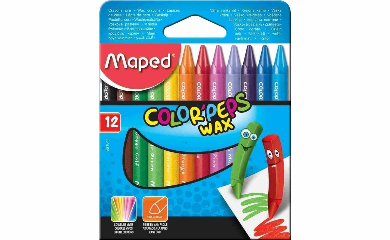 Maped crayon à cire color’peps wax, boîte de 12 pièces en couleurs assorties