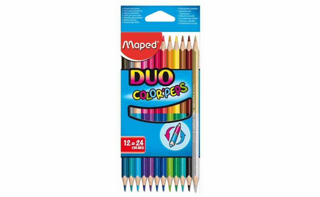 Maped crayon de couleur triangulaire color’pepsduo 12 crayons = 24 couleurs