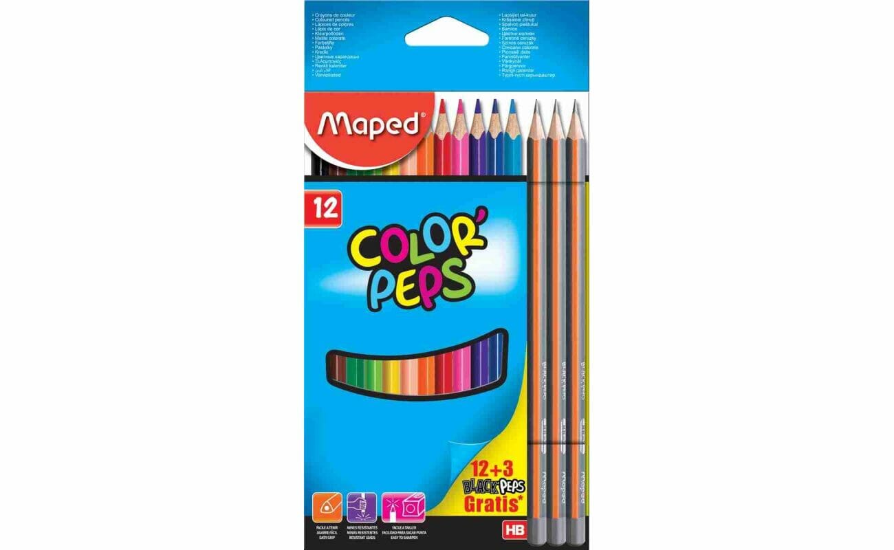 Maped crayons de couleur color’peps 12 + 3 crayons black’peps gratuits