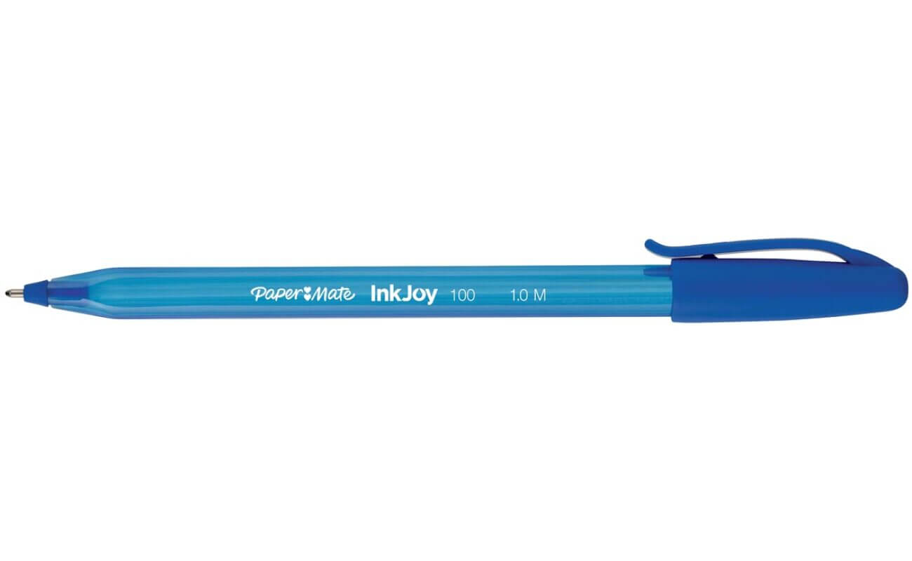 Paper mate stylo bille inkjoy 100 avec capuchon – bleu