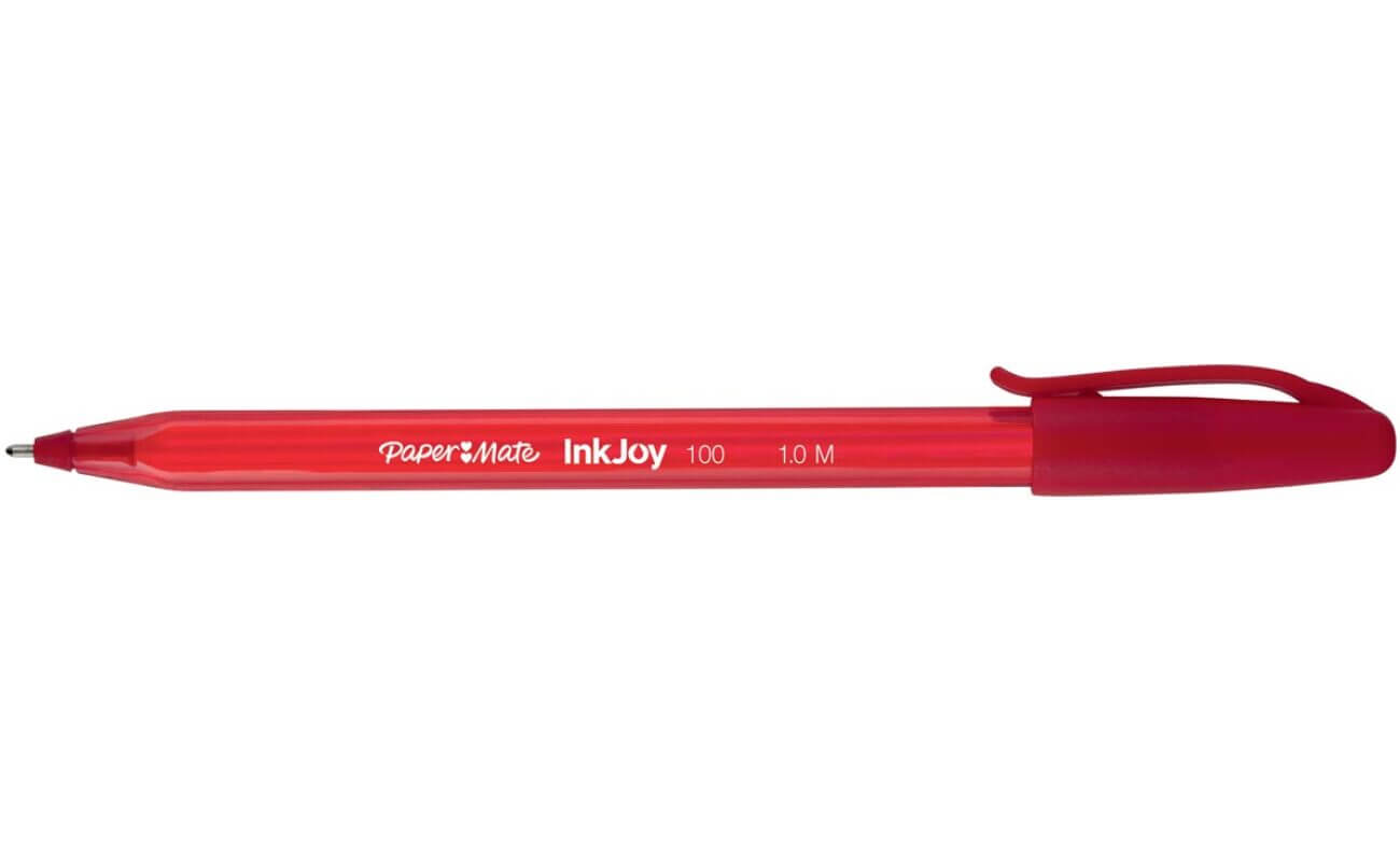 Paper mate stylo bille inkjoy 100 avec capuchon – rouge