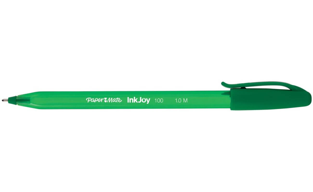 Paper mate stylo bille inkjoy 100 avec capuchon – vert