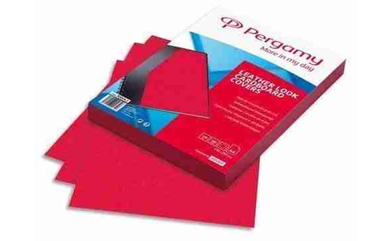 Pergamy couvertures grain cuir format a4, 250 microns, paquet de 100 pièces, rouge
