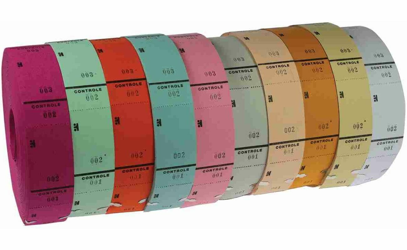 Rouleaux de tickets couleurs aléatoires à l’unité