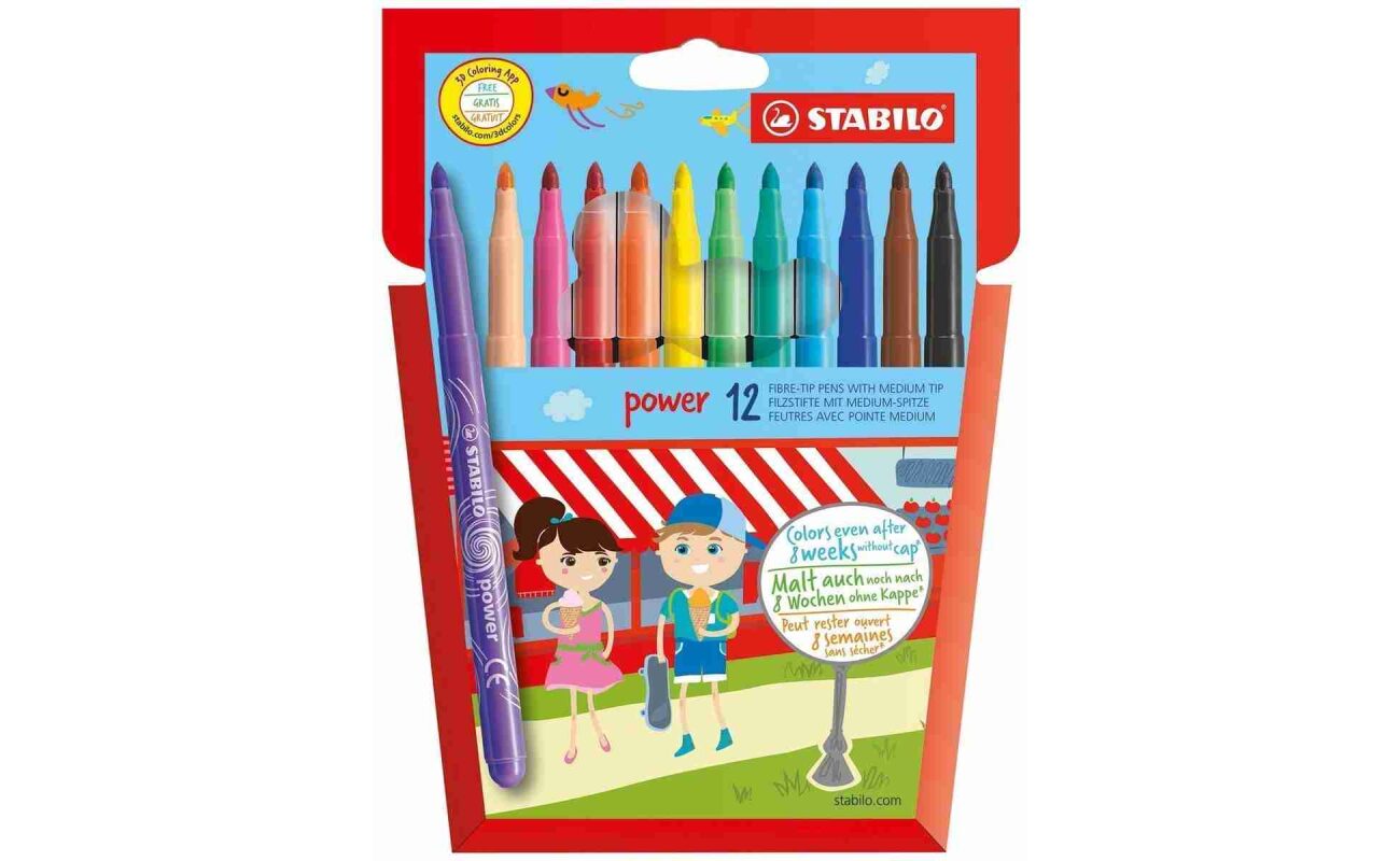 Stabilo power feutre, étui de 12 pièces en couleurs assorties