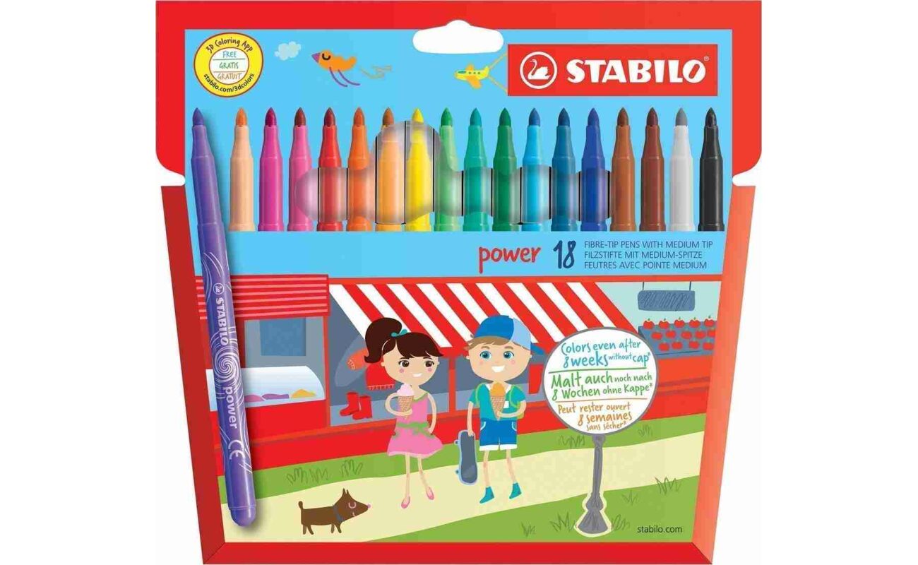 Stabilo power feutre, étui de 18 pièces en couleurs assorties