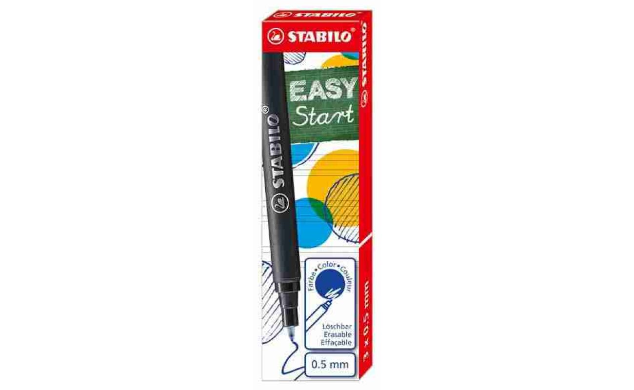 Stabilo recharge roller easyoriginal, medium, 0,5mm, blister de 3 pièces, bleu