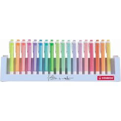 Stabilo swing cool pastel surligneur, présentoir de bureau 18 pièces en couleurs assorties