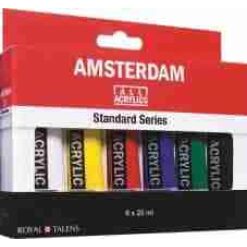 Talens: acryl "amsterdam" set met 6 x 20ml tubes - assorti