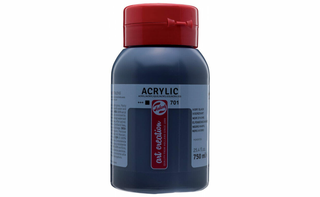Talens art creation peinture acrylique, flacon de 750 ml, noir d’ivoire