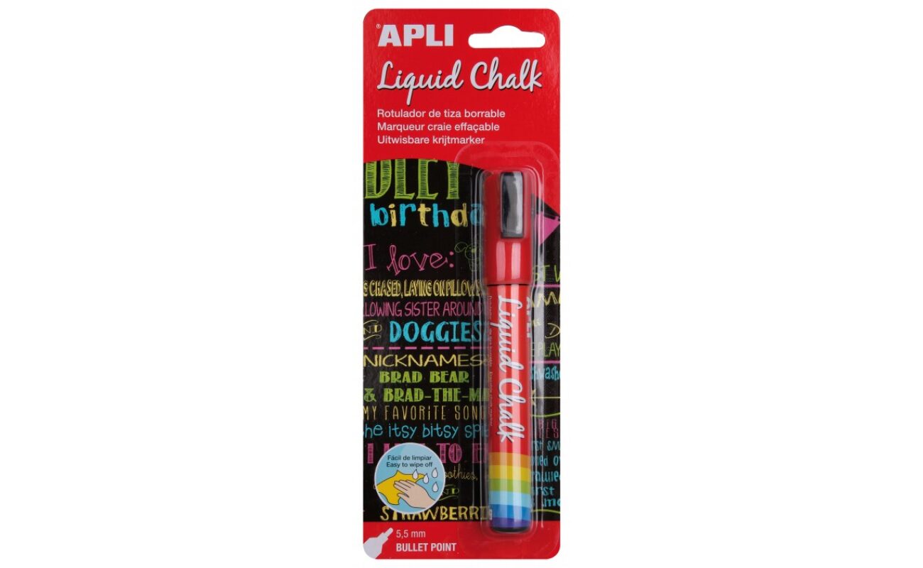 Marqueur craie effaçable rouge apli