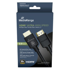 Câble ethernet ultra-rapide hdmi™ mediarange (version 2.1), 48 gbit/s, 2,0 m, noir