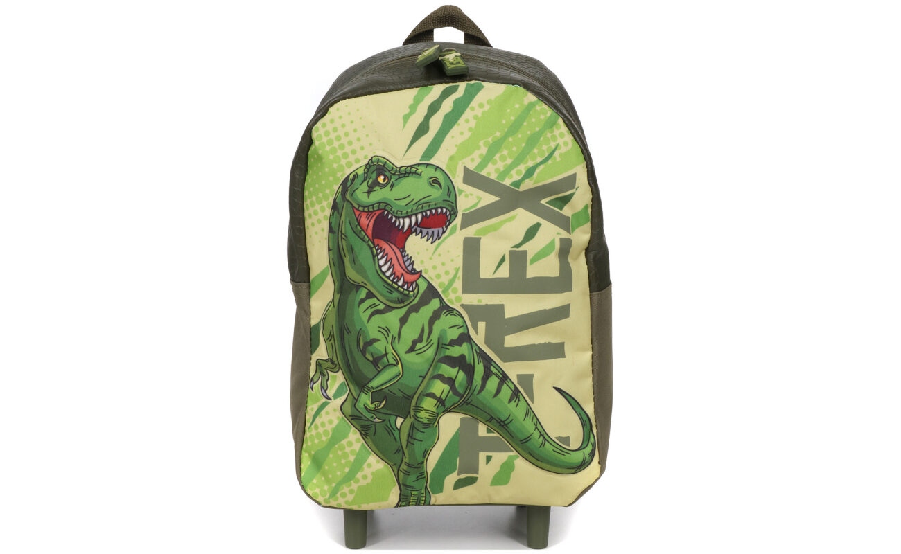 Sac à roulettes dino vert pour enfants