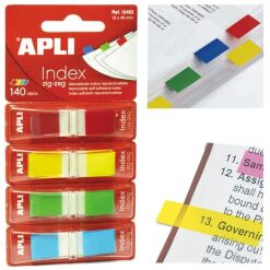 Index adhésifs zig-zag apli – 4 couleurs – 140 pièces