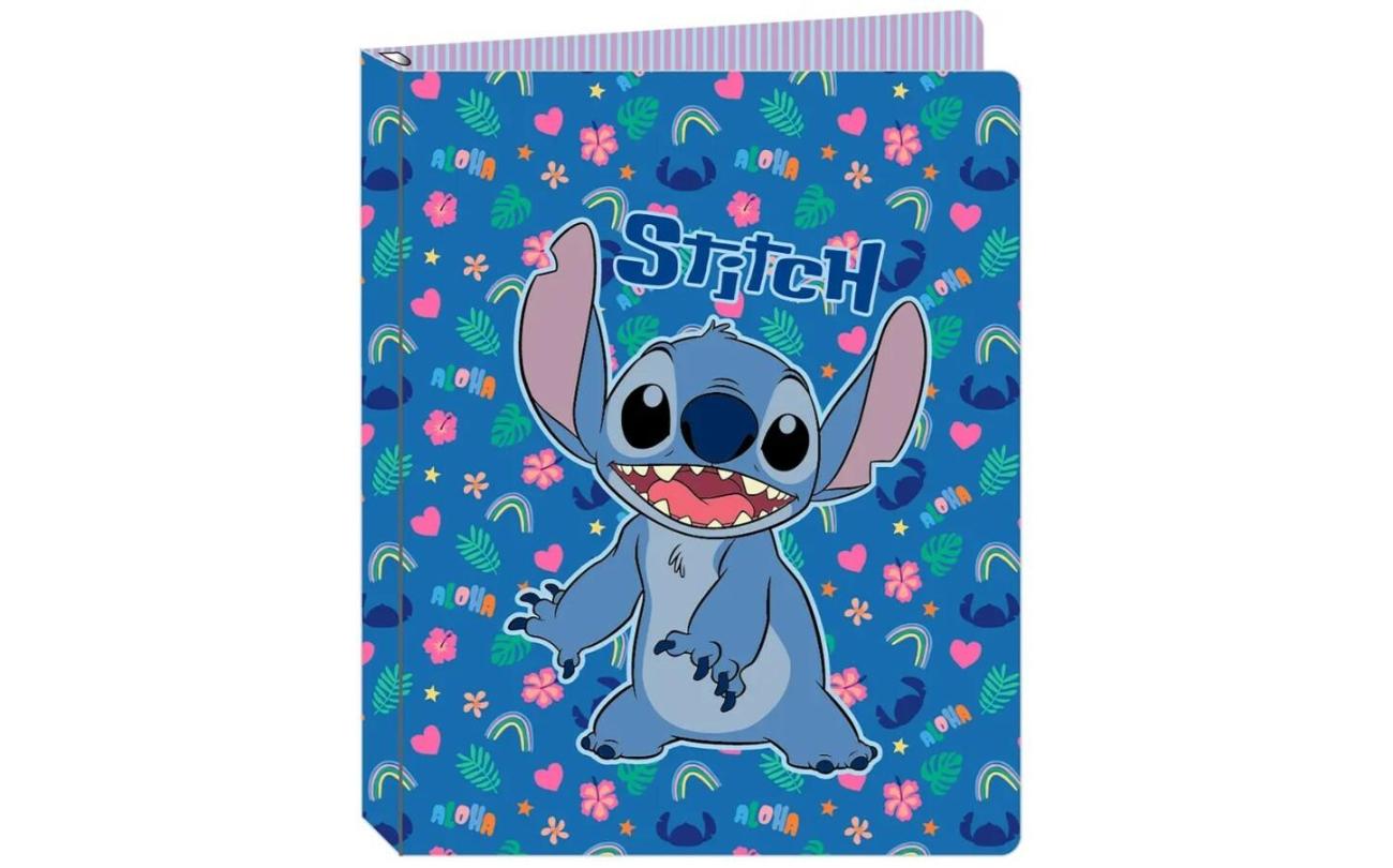 Classeur 4 Anneaux Stitch Pour école - Avec Chemise à élastique Et Porte-clés Offert, Dimensions 27x32x4 Cm