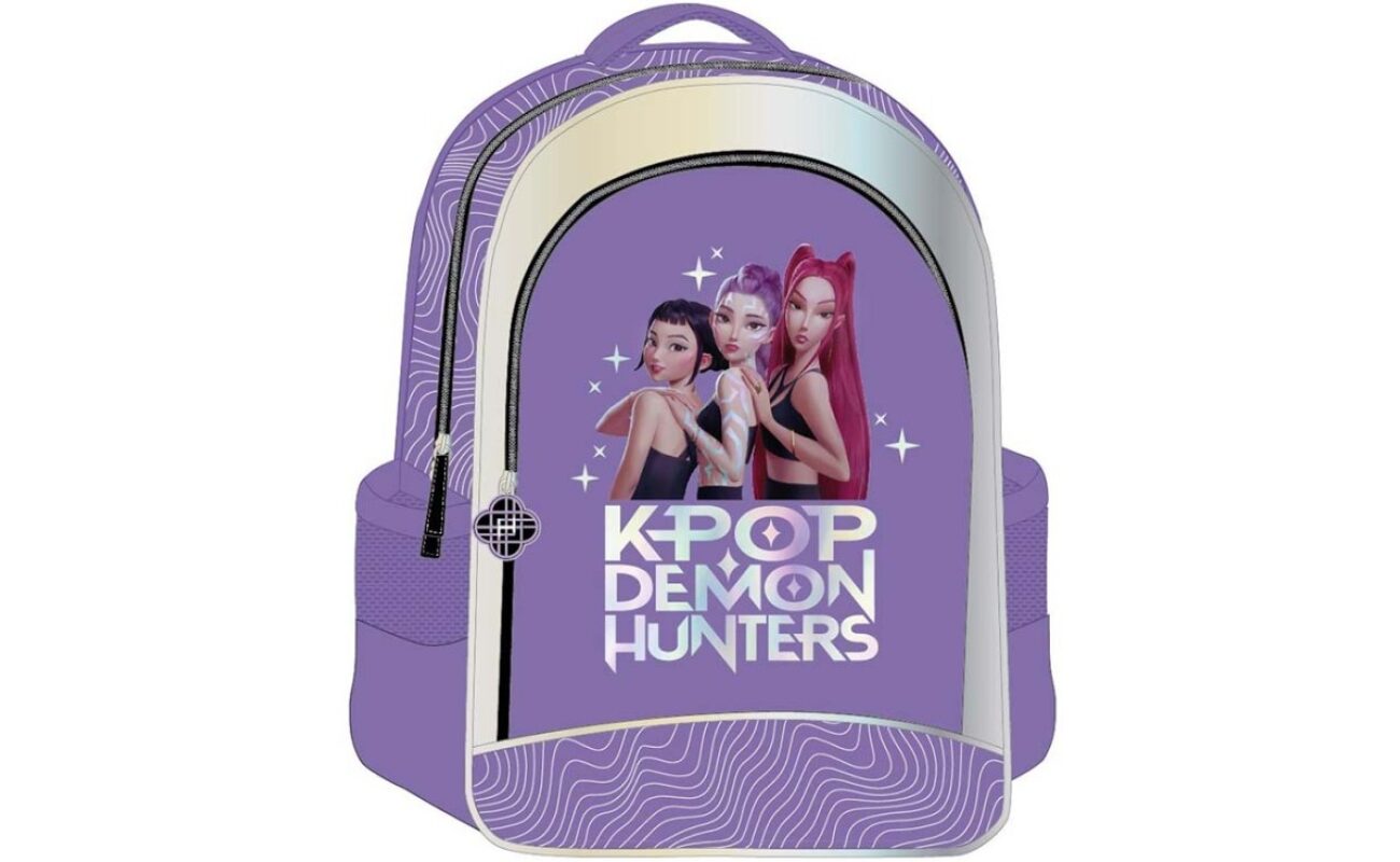 Kpop demon hunters: sac à dos avec 2 compartiments – violet, 41x31x15cm