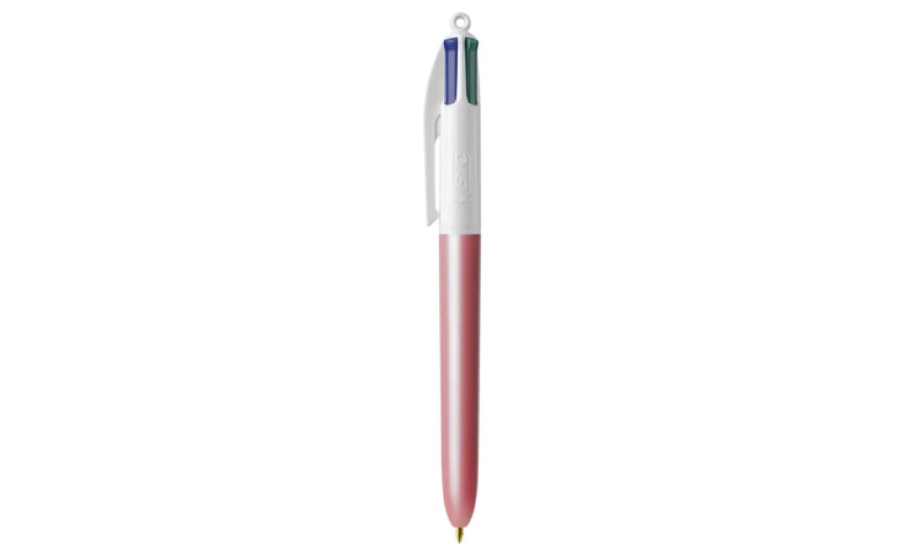 Stylo bille bic 4 couleurs pearl – corps rose nacré