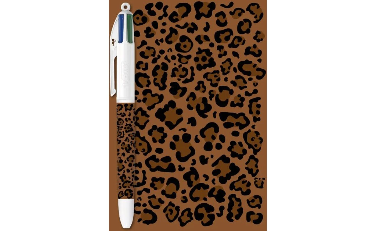 Stylo bille bic 4 couleurs léopard – marron intense