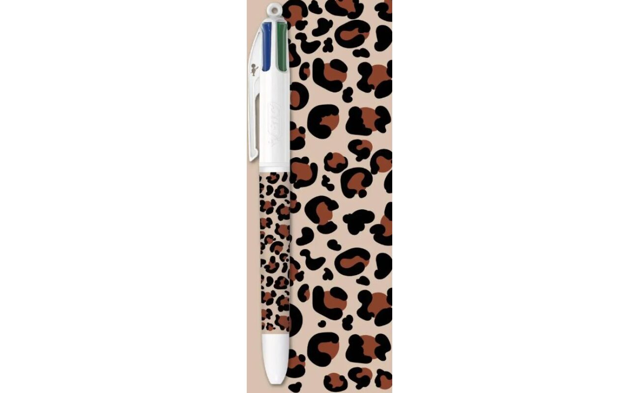 Stylo bille bic 4 couleurs léopard – beige naturel