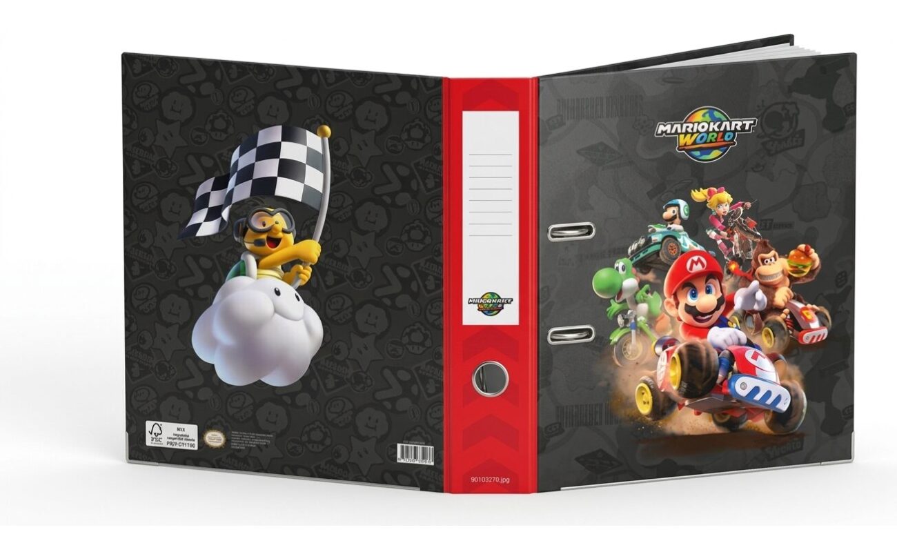 Classeur à levier a4 super mario kart world – 2 anneaux