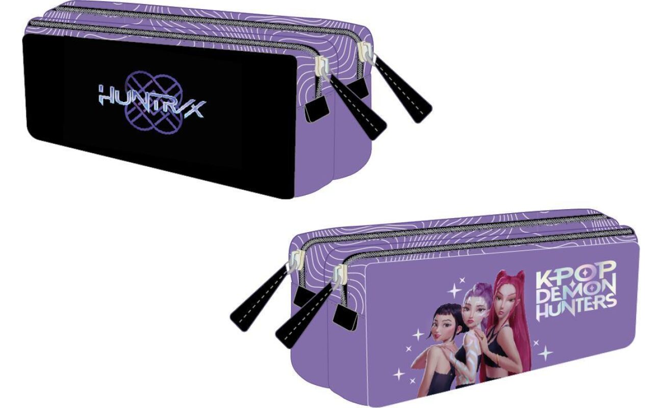 Kpop demon hunters trousse avec 2 compartiments mauve